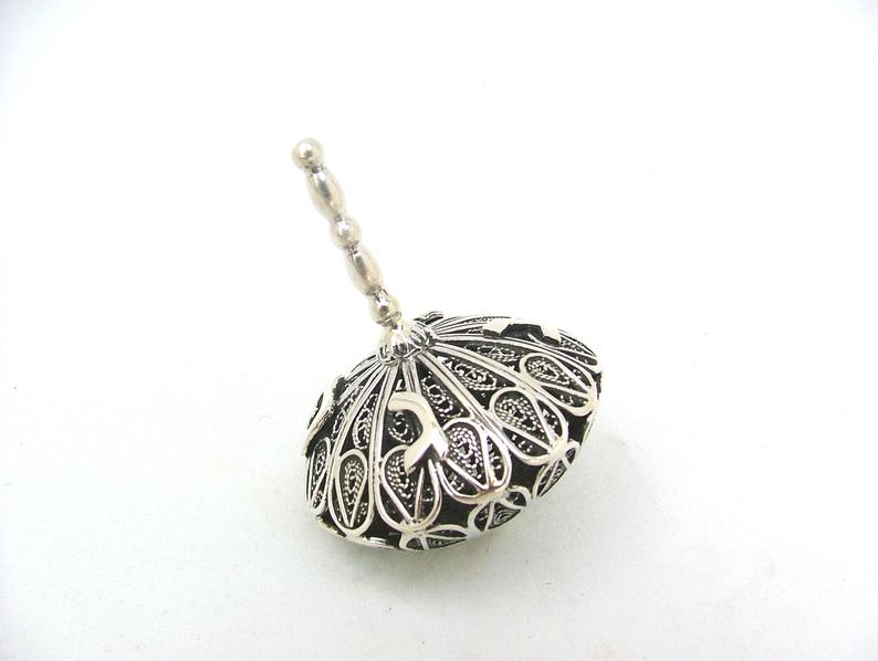 Sterling Silver Domed Filigree Dreidel