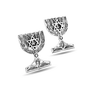 Menorah Star of David Silver Filigree Tallit Clips