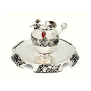 Sterling Silver Apple Honey Dish and Plate Set
