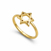 14K Yellow Gold Domed Star of David Ring