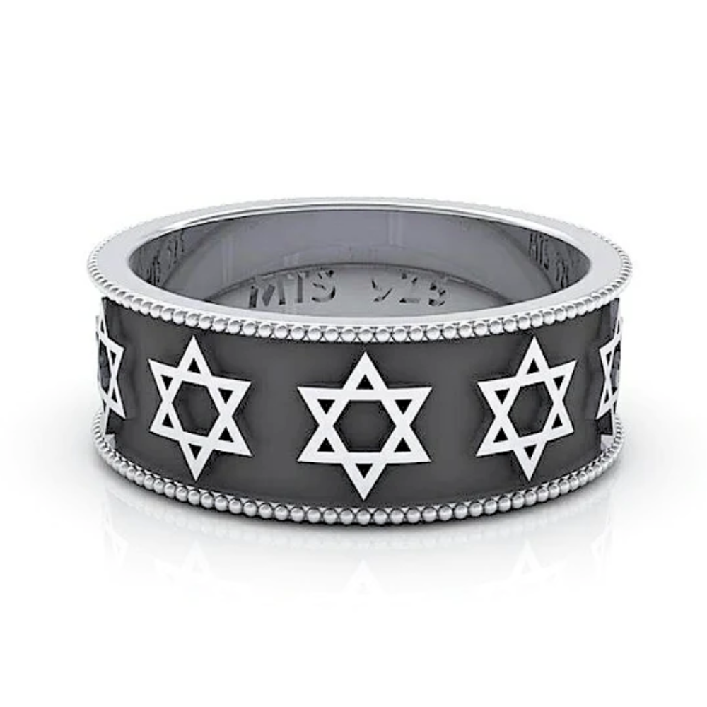 Star of David Ring in Silver and Black