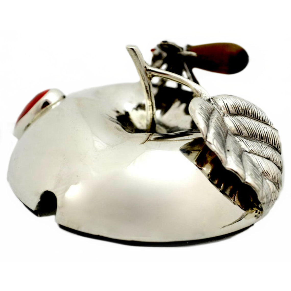 Sterling Silver Apple Honey Dish and Plate Set