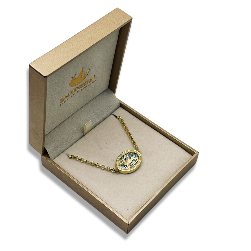 Lion of Megiddo Bracelet in 14K Gold and Roman Glass