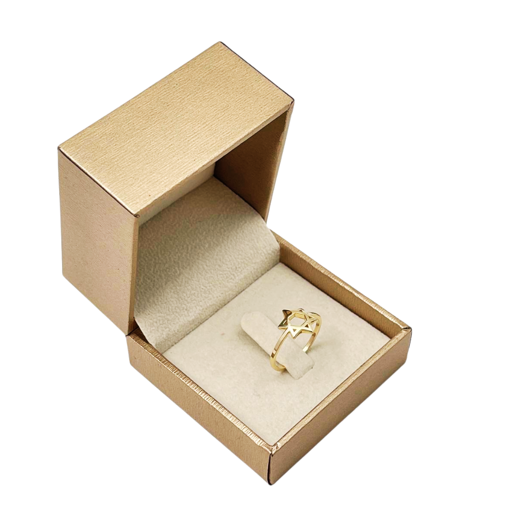 14K Yellow Gold Domed Star of David Ring