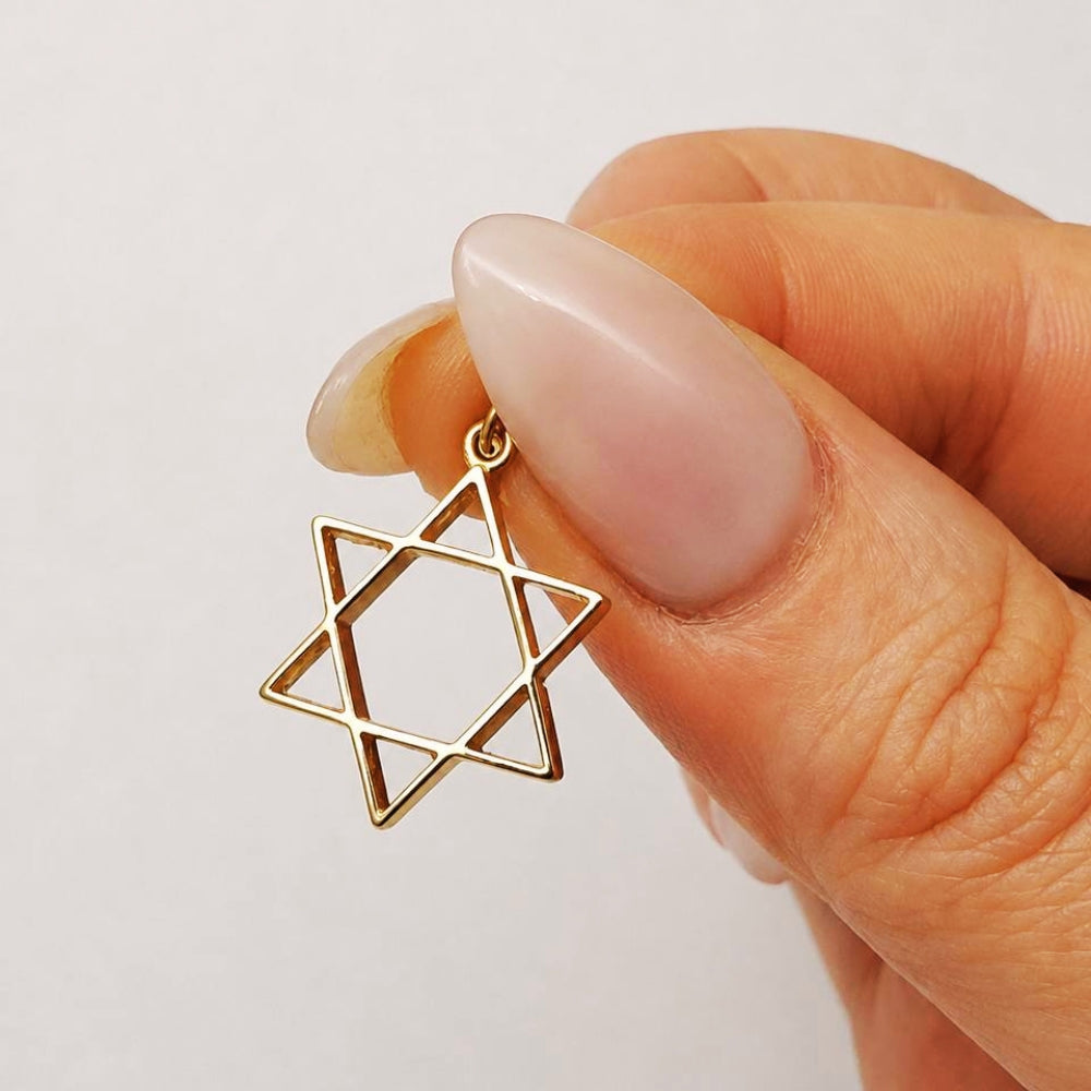 14K Gold Star of David Pendant  Magen David Jewish Charm