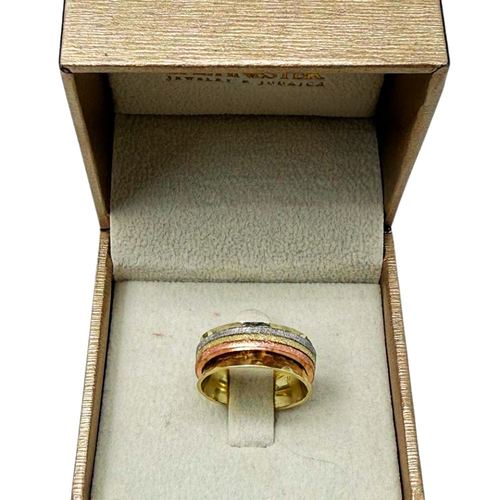 14K Tri-Color Gold Wide Spinner Ring