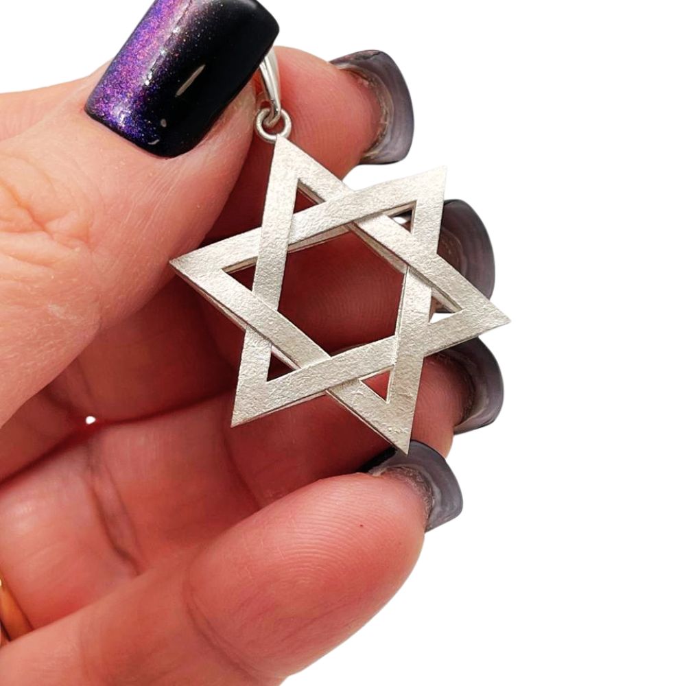 Sterling Silver 3D Star of David Pendant Magen David Charm