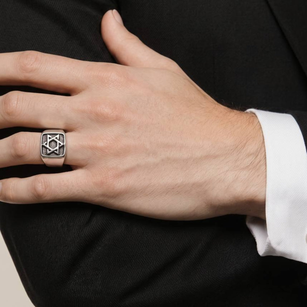 Sterling Silver Star of David Oxidized Ring