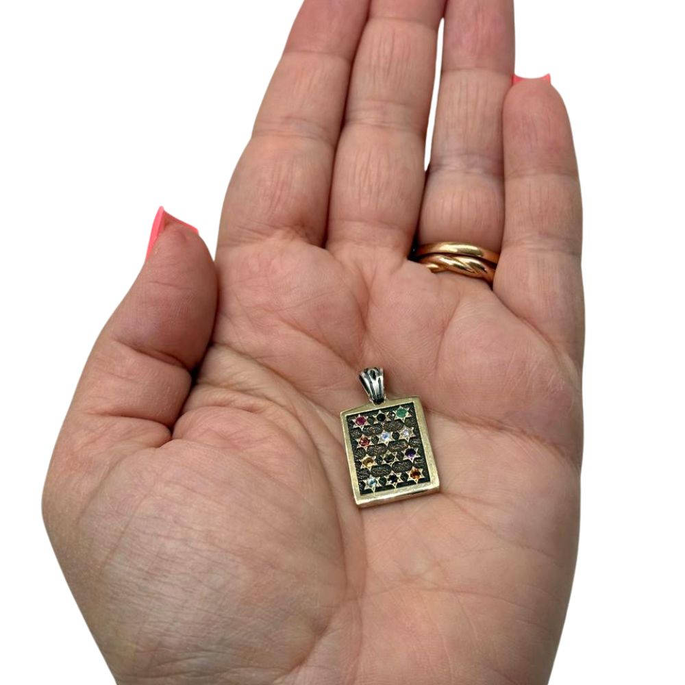 Sterling Silver & 9K Gold Hoshen Pendant Necklace