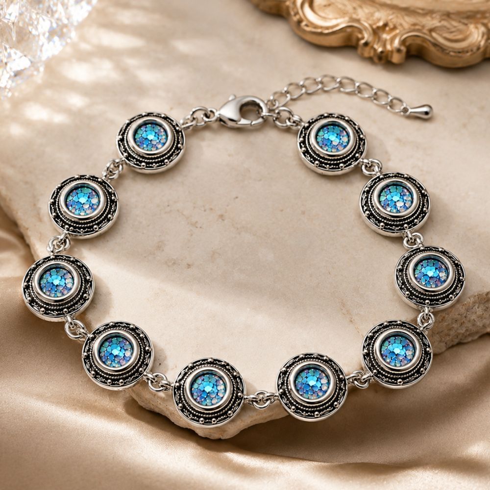 Roman Glass Bracelet in Sterling Silver