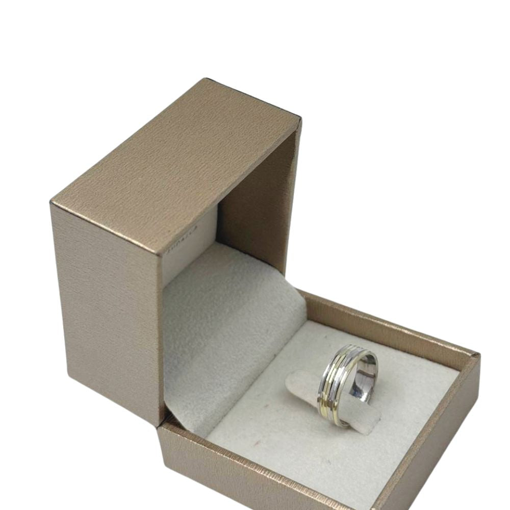 Two Tone 14K Gold Wedding Ring 8mm Unisex Gold Band