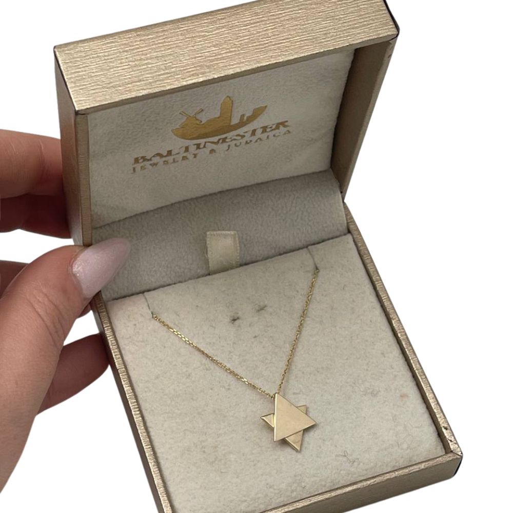 Movable Star of David Necklace in 14K Yellow Gold