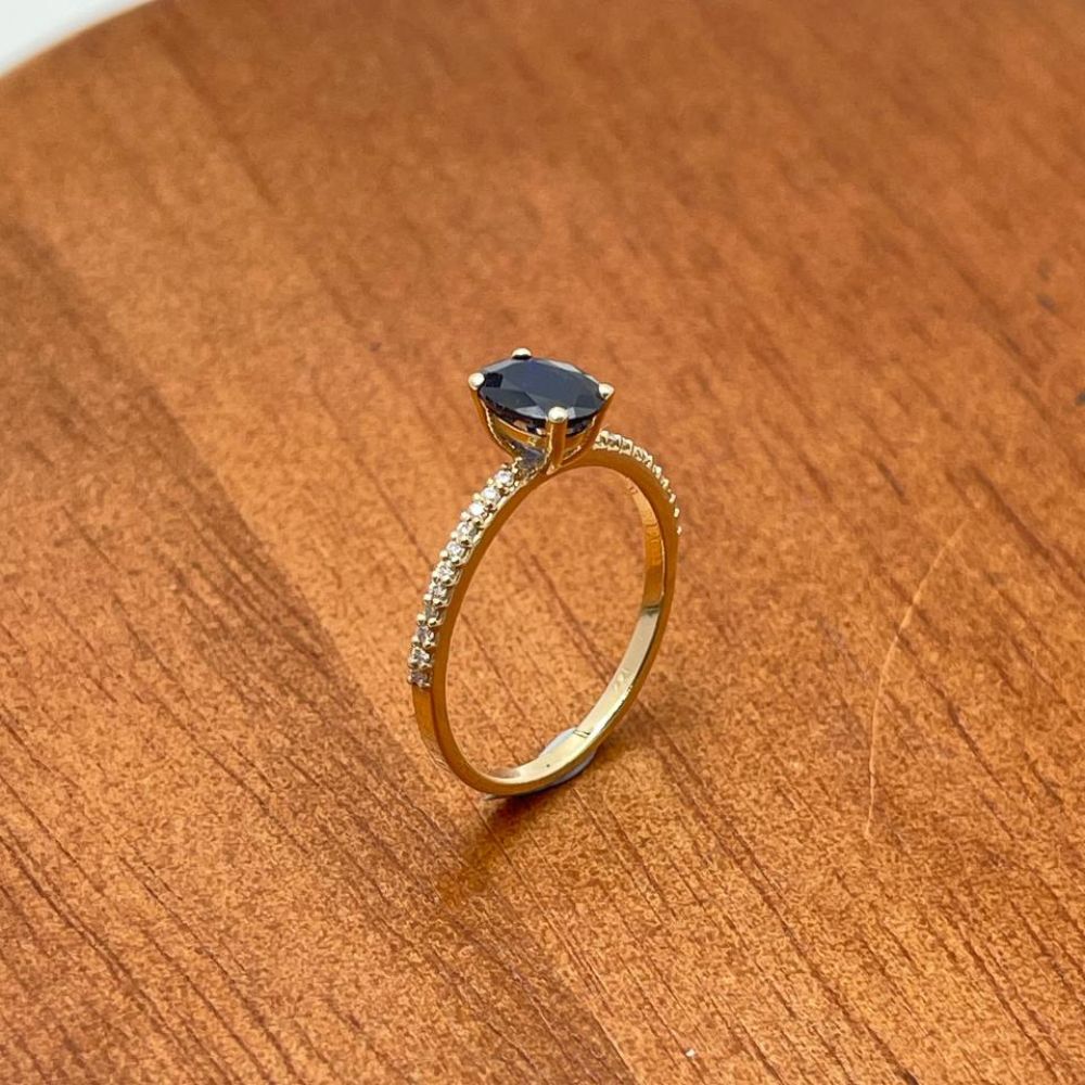 14K Yellow Gold Sapphire & Diamond Ring