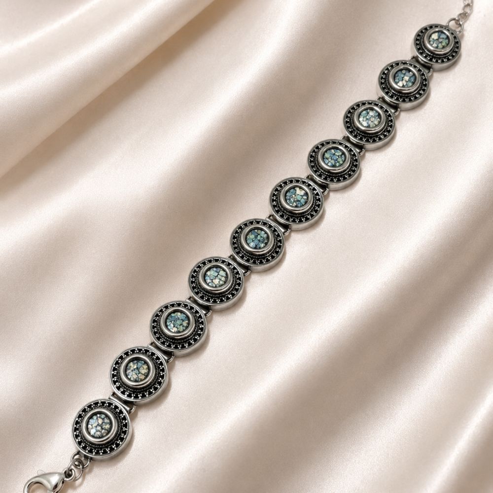 Sterling Silver Roman Glass Bracelet