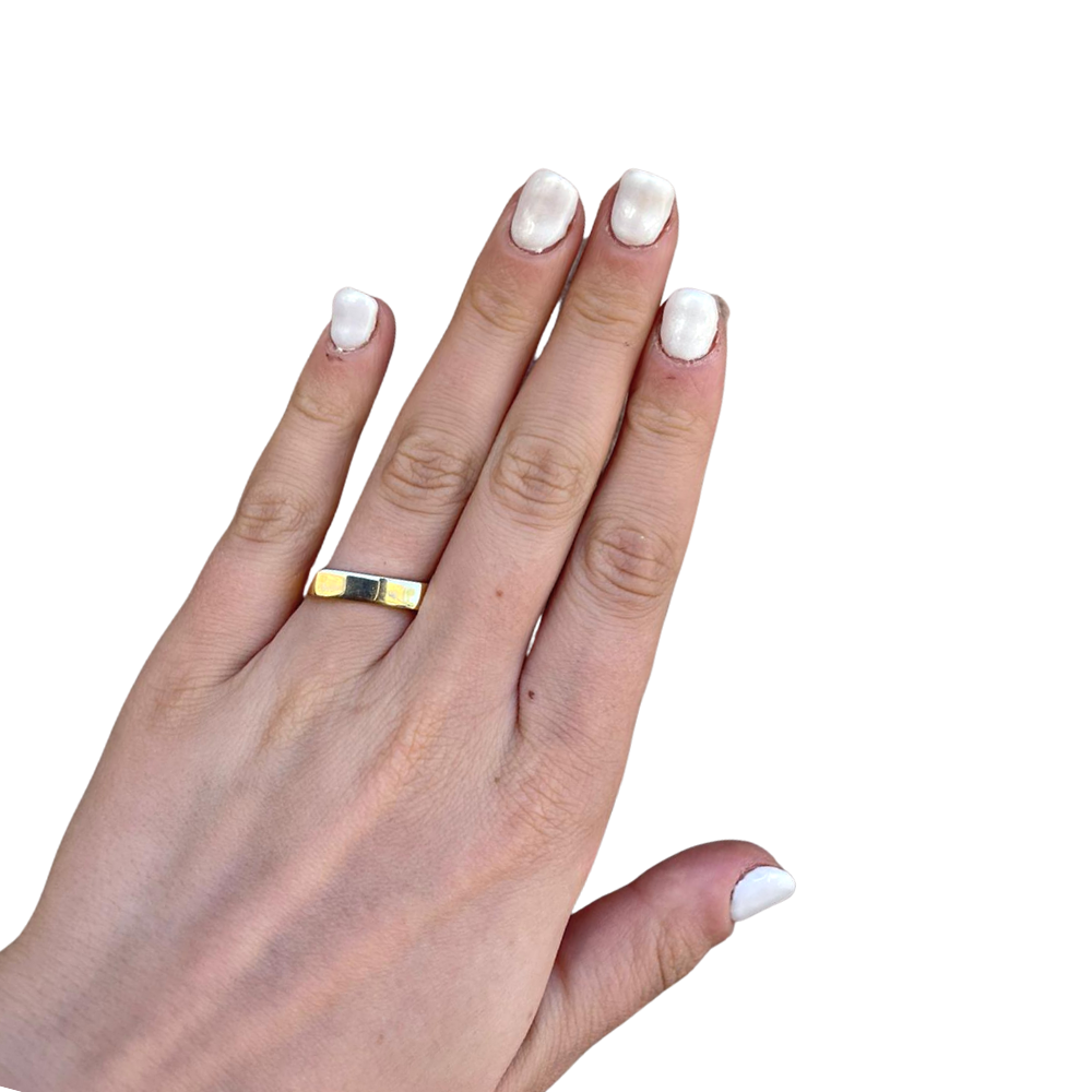 14K Gold Square Wedding Band
