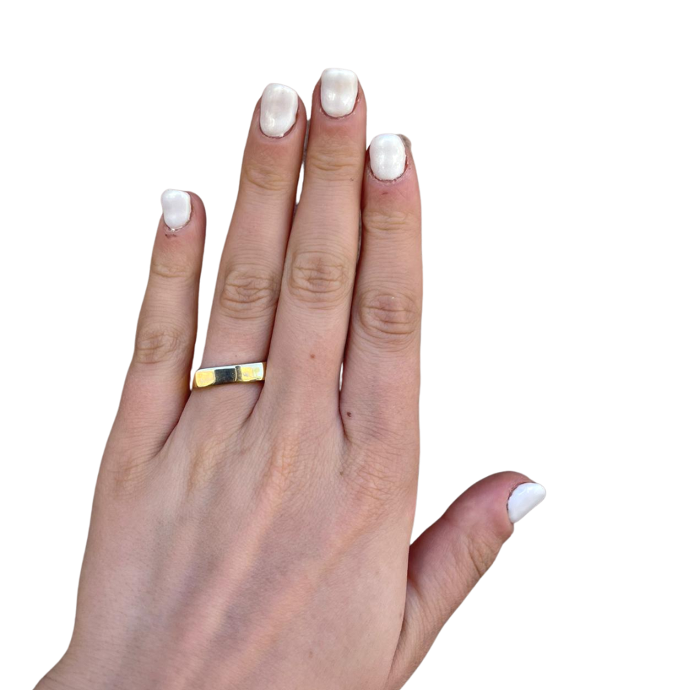 14K Gold Square Wedding Band