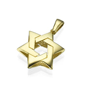 Pillow Intertwined 14k Gold Star of David Pendant