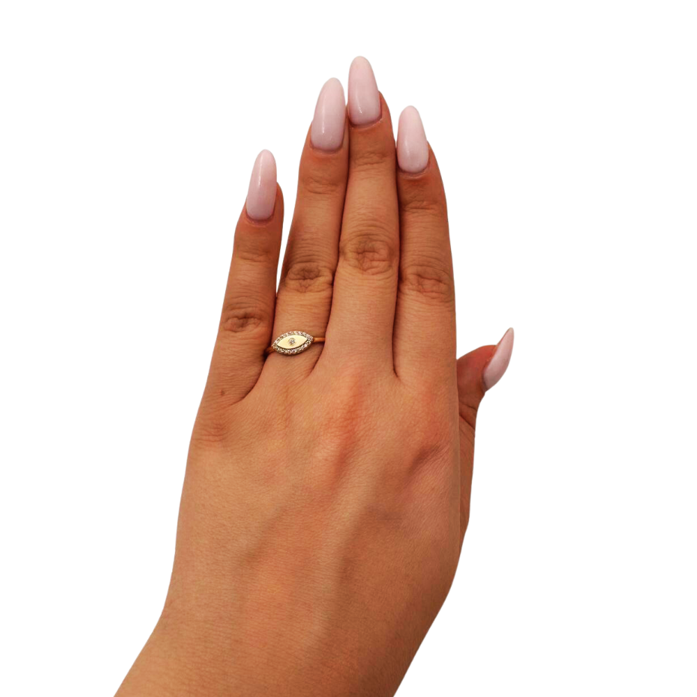 Diamond Evil Eye Ring in 14K Gold