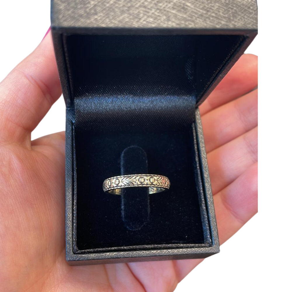14K Gold Engraved Floral Ani L'dodi Ring
