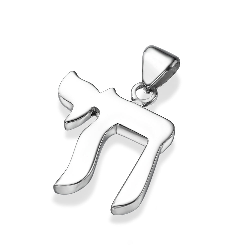 14k White Gold Chai Shiny Finish Pendant