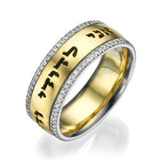 14k Yellow Gold Diamond Bordered Ani Ledodi Wedding Band