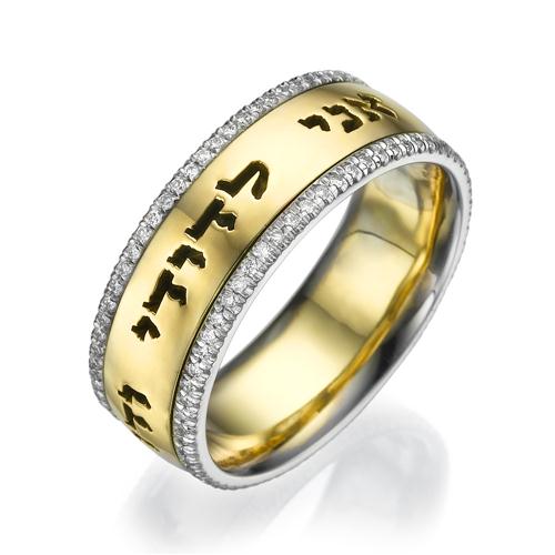 14k Yellow Gold Diamond Bordered Ani Ledodi Wedding Band