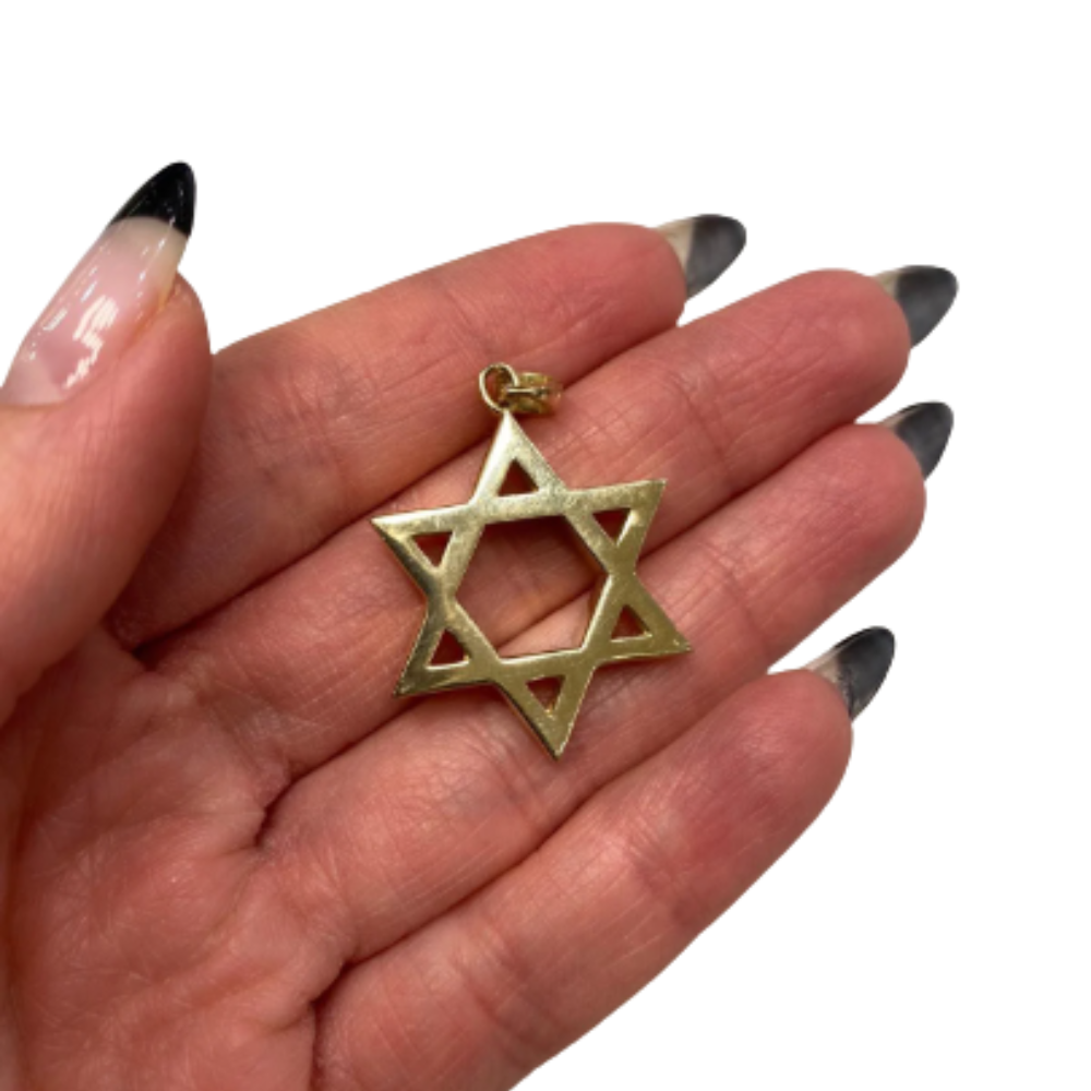 Domed 14K Gold Star of David Pendant