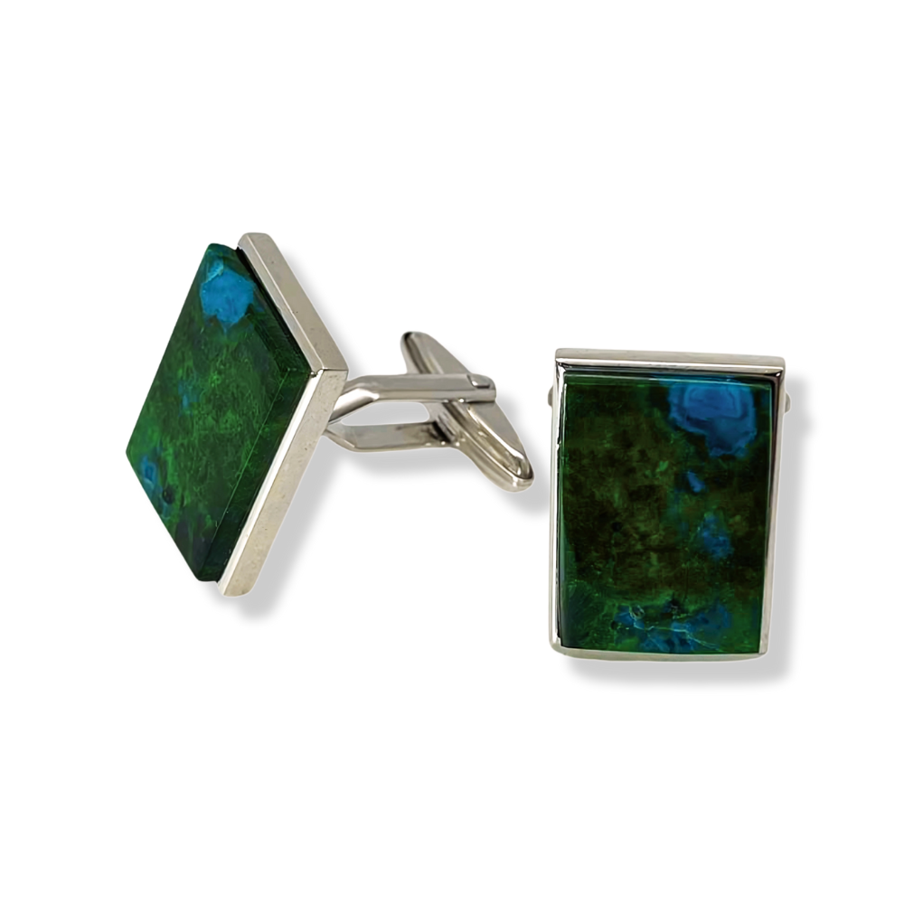 Sterling Silver Eilat Stone Rectangular Shaped Cuff Links