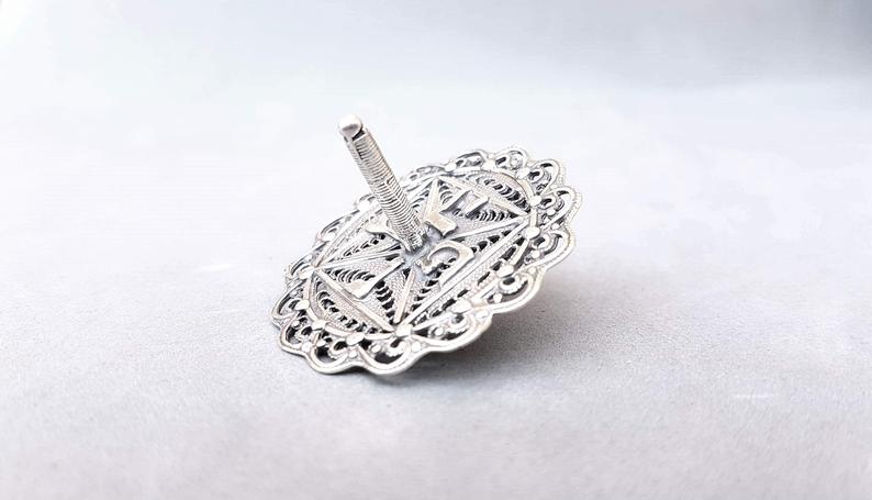 Sterling Silver Disc Filigree Dreidel