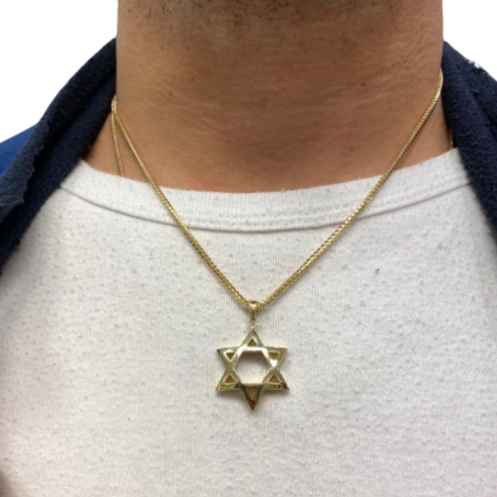 Domed 14K Gold Star of David Pendant