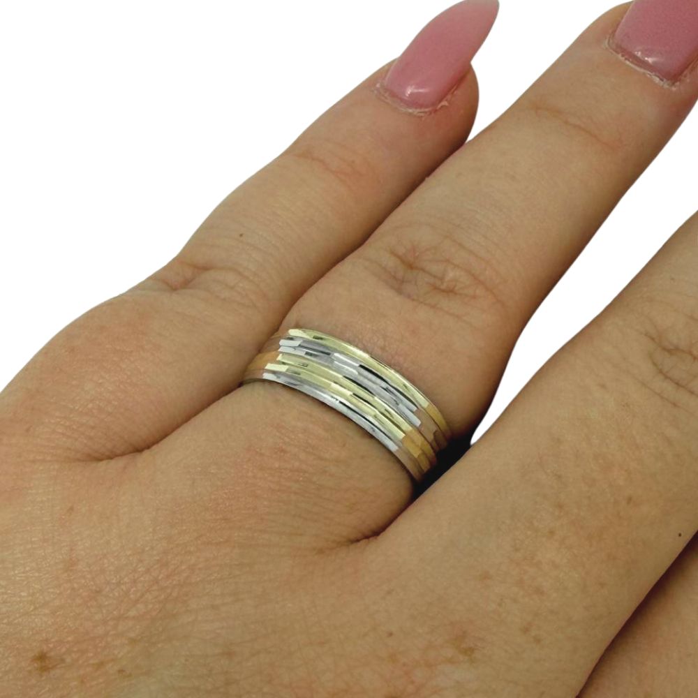 Two Tone 14K Gold Wedding Ring 8mm Unisex Gold Band
