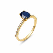 14K Yellow Gold Sapphire & Diamond Ring