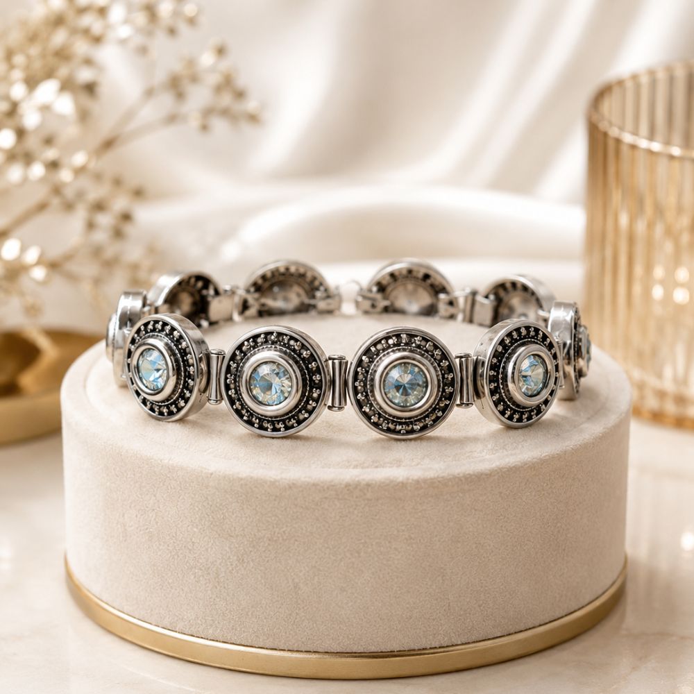 Sterling Silver Roman Glass Bracelet
