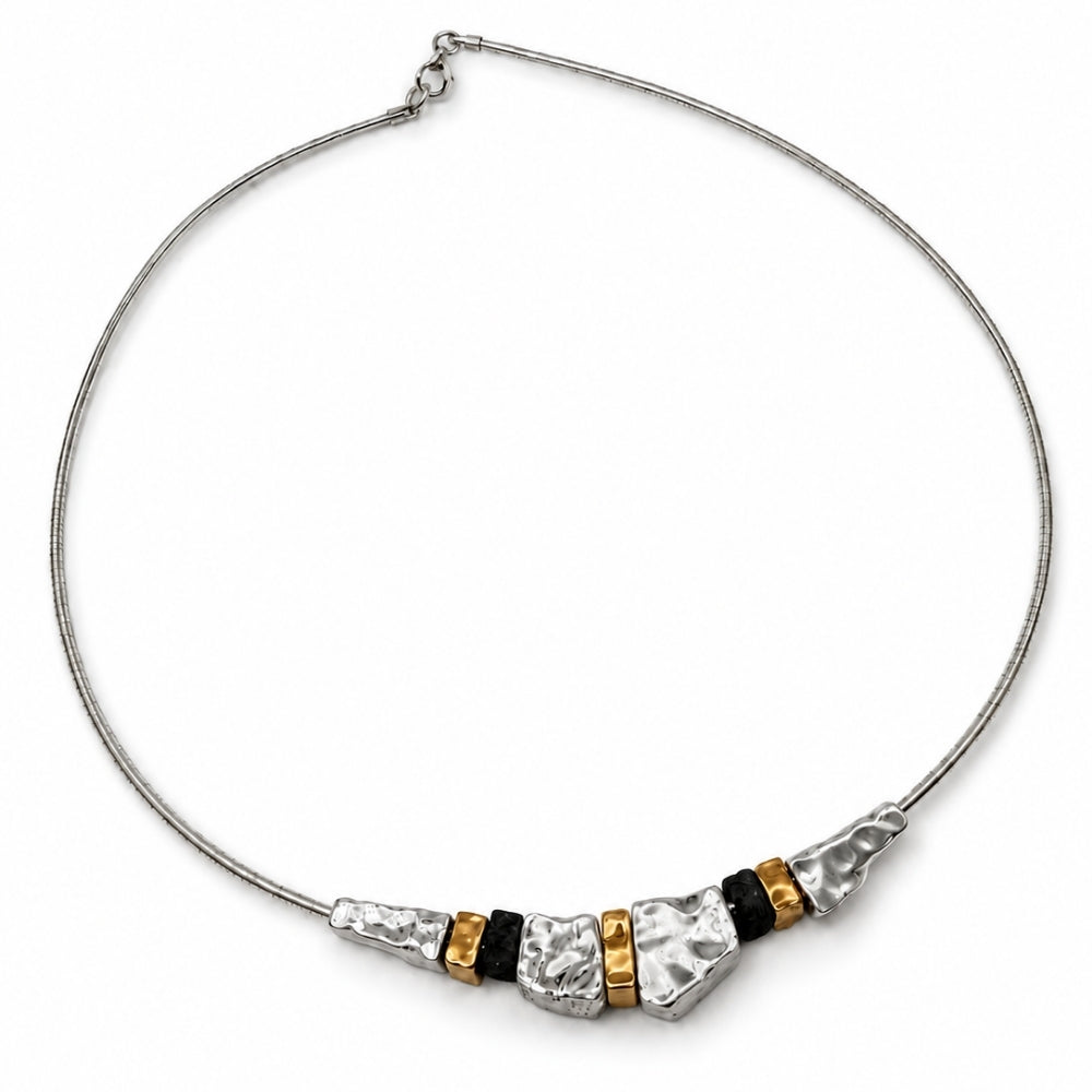 Lightweight Mixed Metal Silver & Gold Plated Statement Necklace