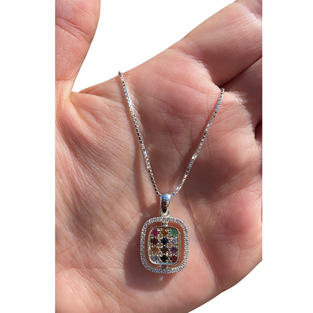 Judaica Pendant - Silver and Gold Hoshen Pendant and Chain Set