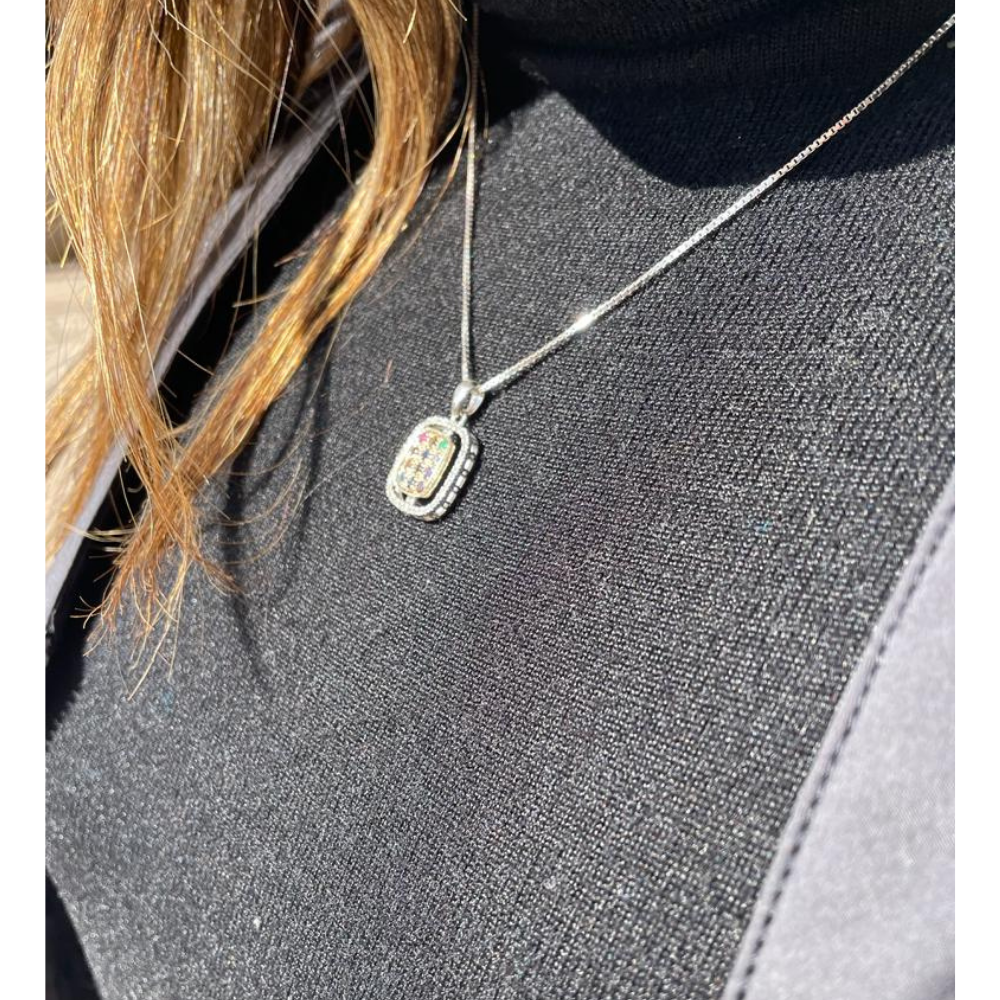 Judaica Pendant - Silver and Gold Hoshen Pendant and Chain Set