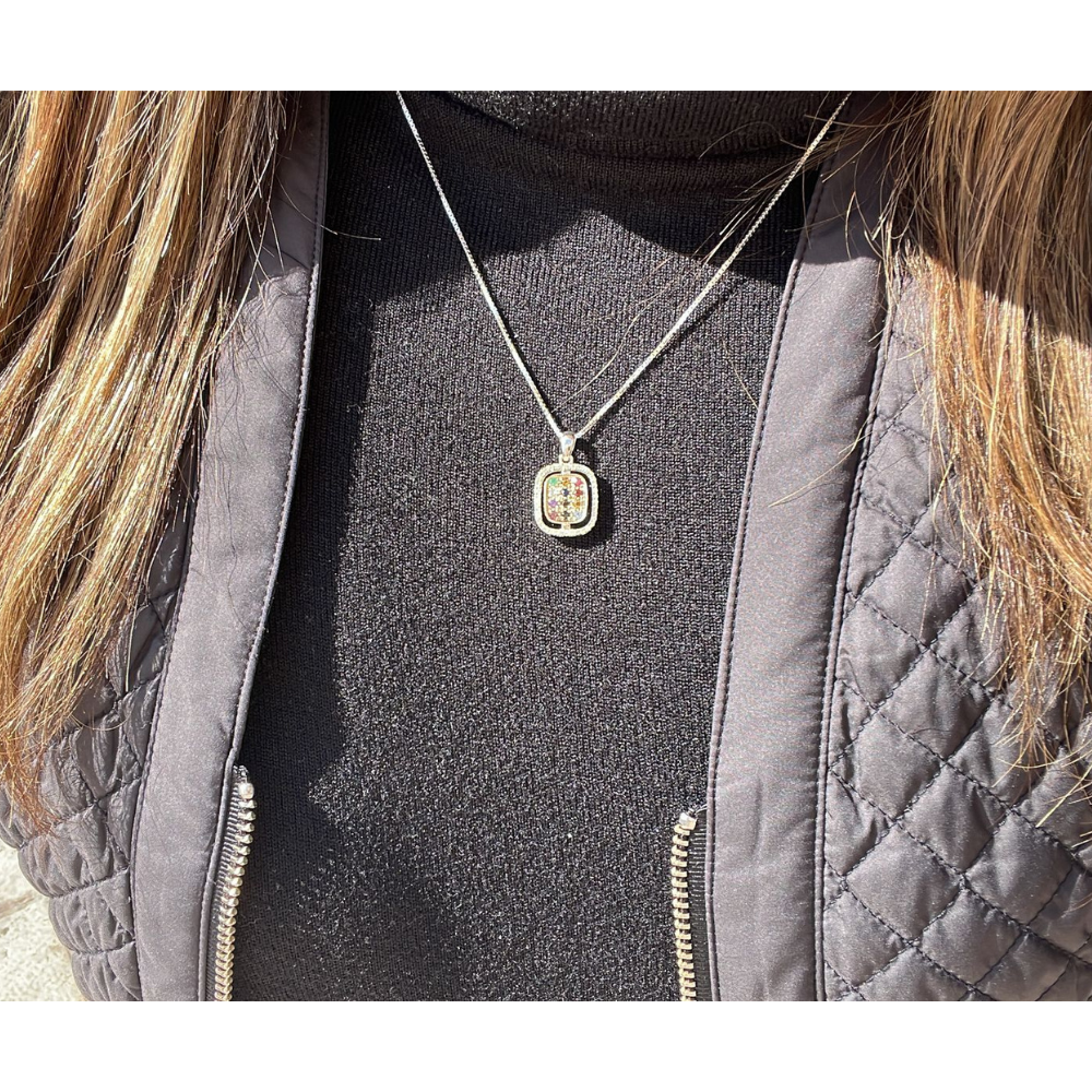Judaica Pendant - Silver and Gold Hoshen Pendant and Chain Set