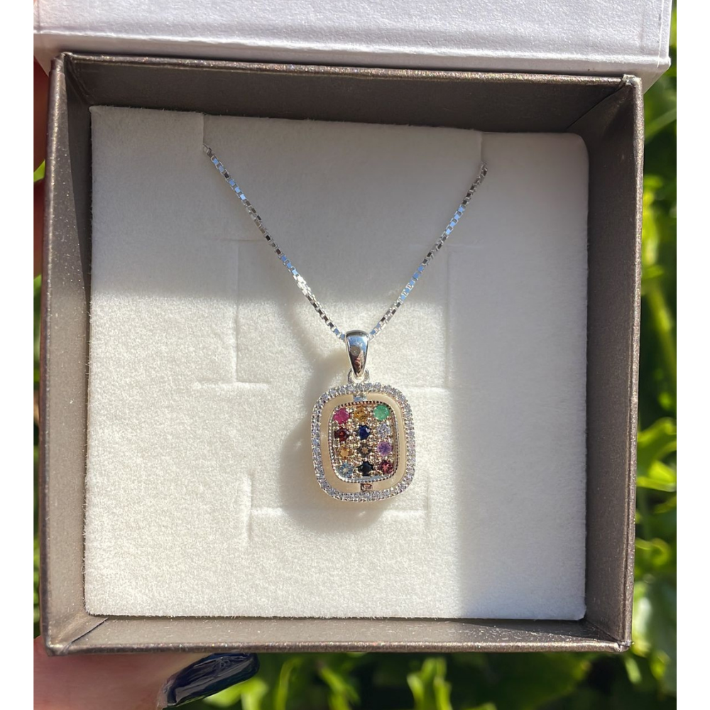 Judaica Pendant - Silver and Gold Hoshen Pendant and Chain Set