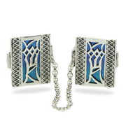 Enamel Multicolored Mezuzah Style Silver Tallit Clips