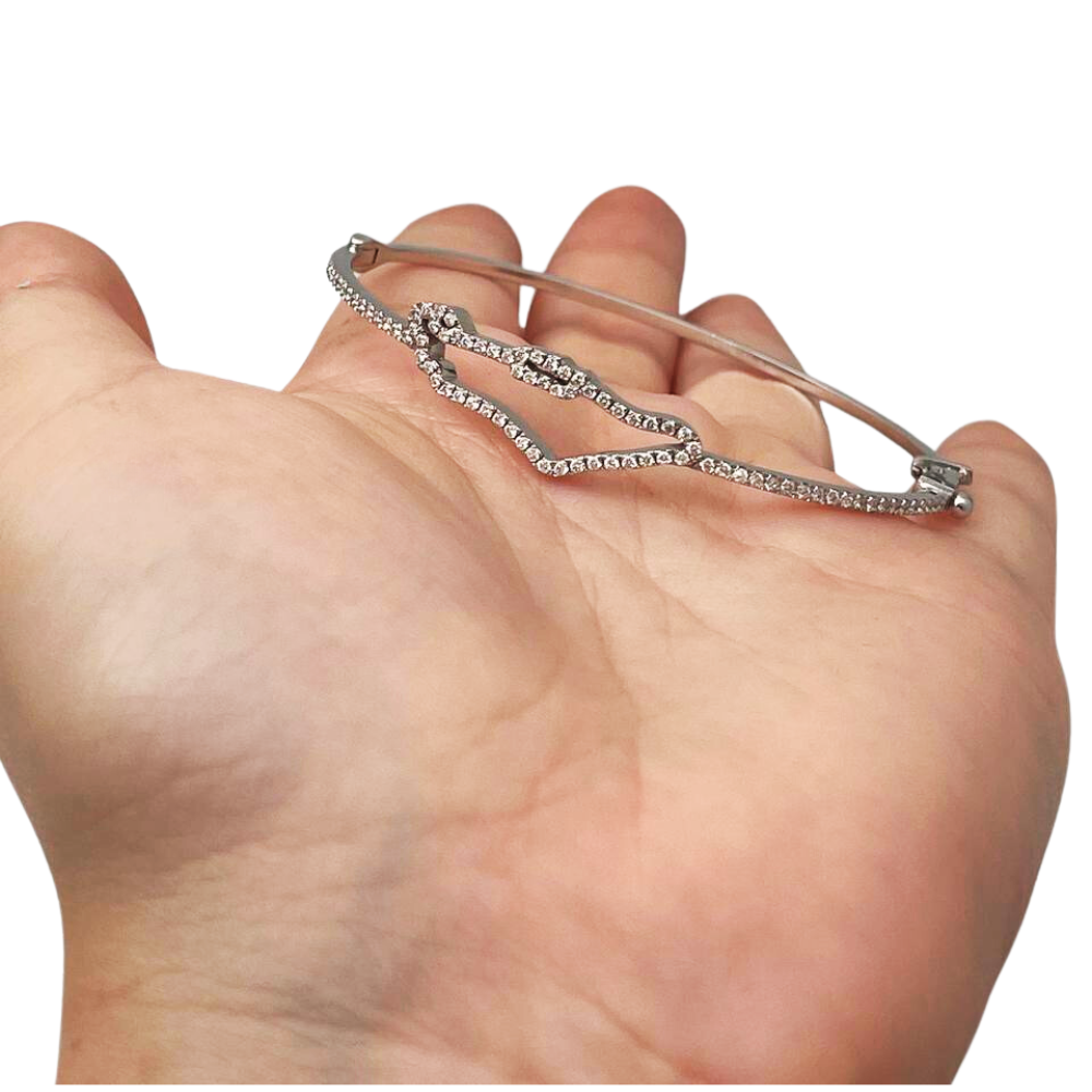 Diamond Map of Israel Bangle Bracelet in 14K Gold