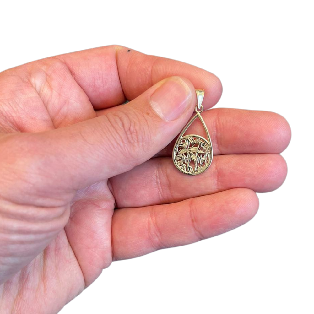 14k Gold Shema Israel Teardrop Pendant