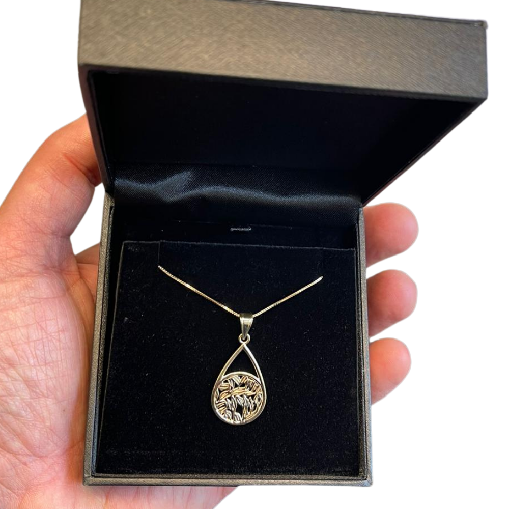 14k Gold Shema Israel Teardrop Pendant