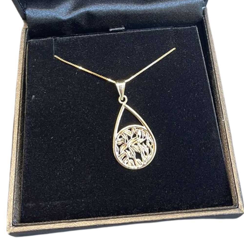 14k Gold Shema Israel Teardrop Pendant