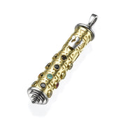 Mezuzah Pendant in 14K Two Tone Gold with Hoshen Stones - Talisman
