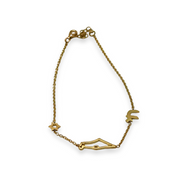 Map of Israel, Chai and Star of David Charm Bracelet in 14K Gold