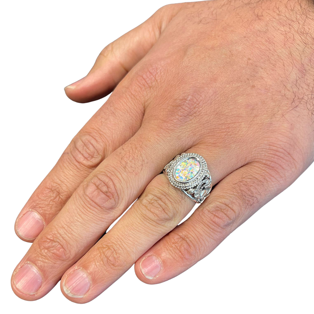 Jerusalem Silver Roman Glass Ring