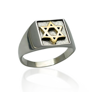 Sterling Silver and Gold Star of David Jewish Signet Ring