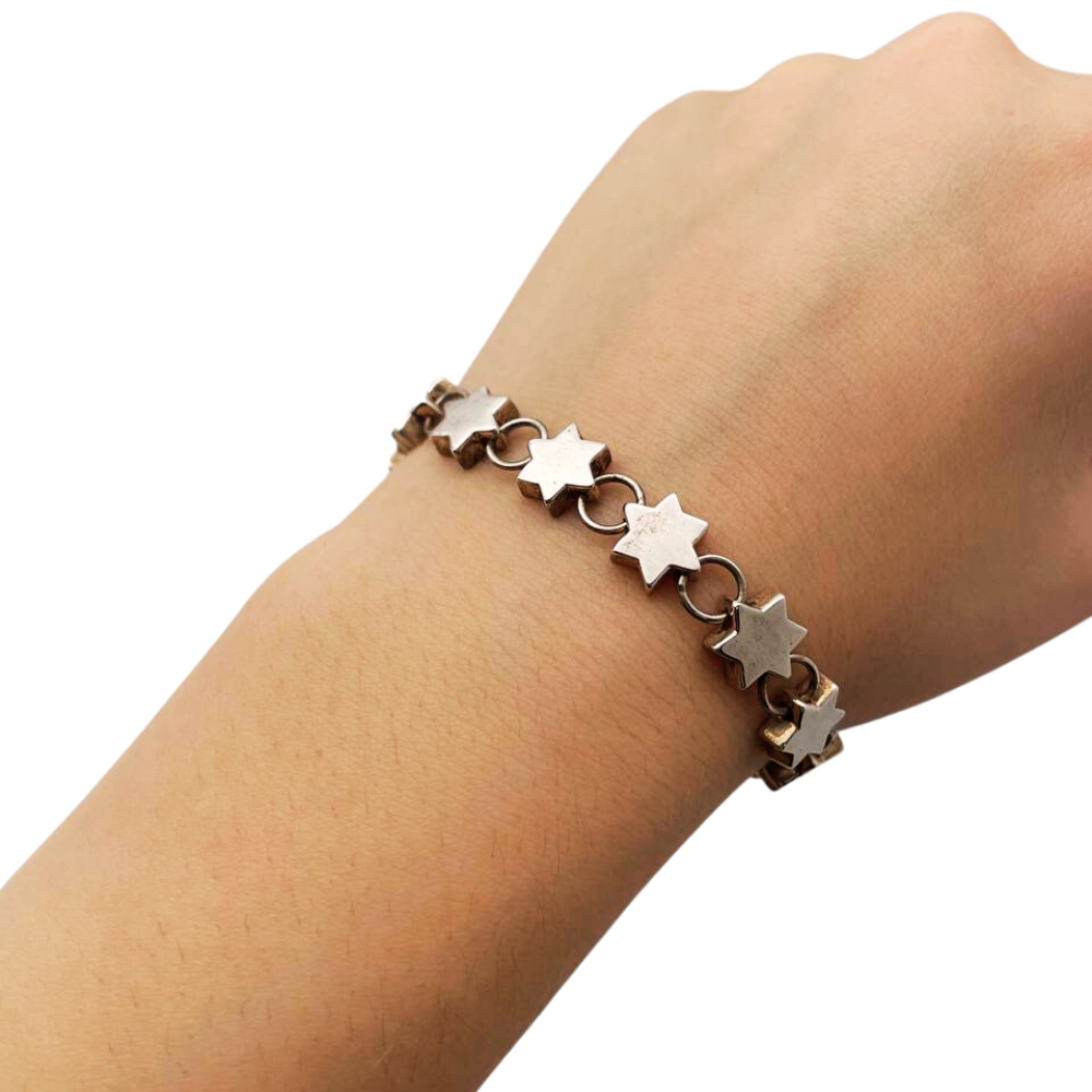 Silver Star of David Charm Bracelet