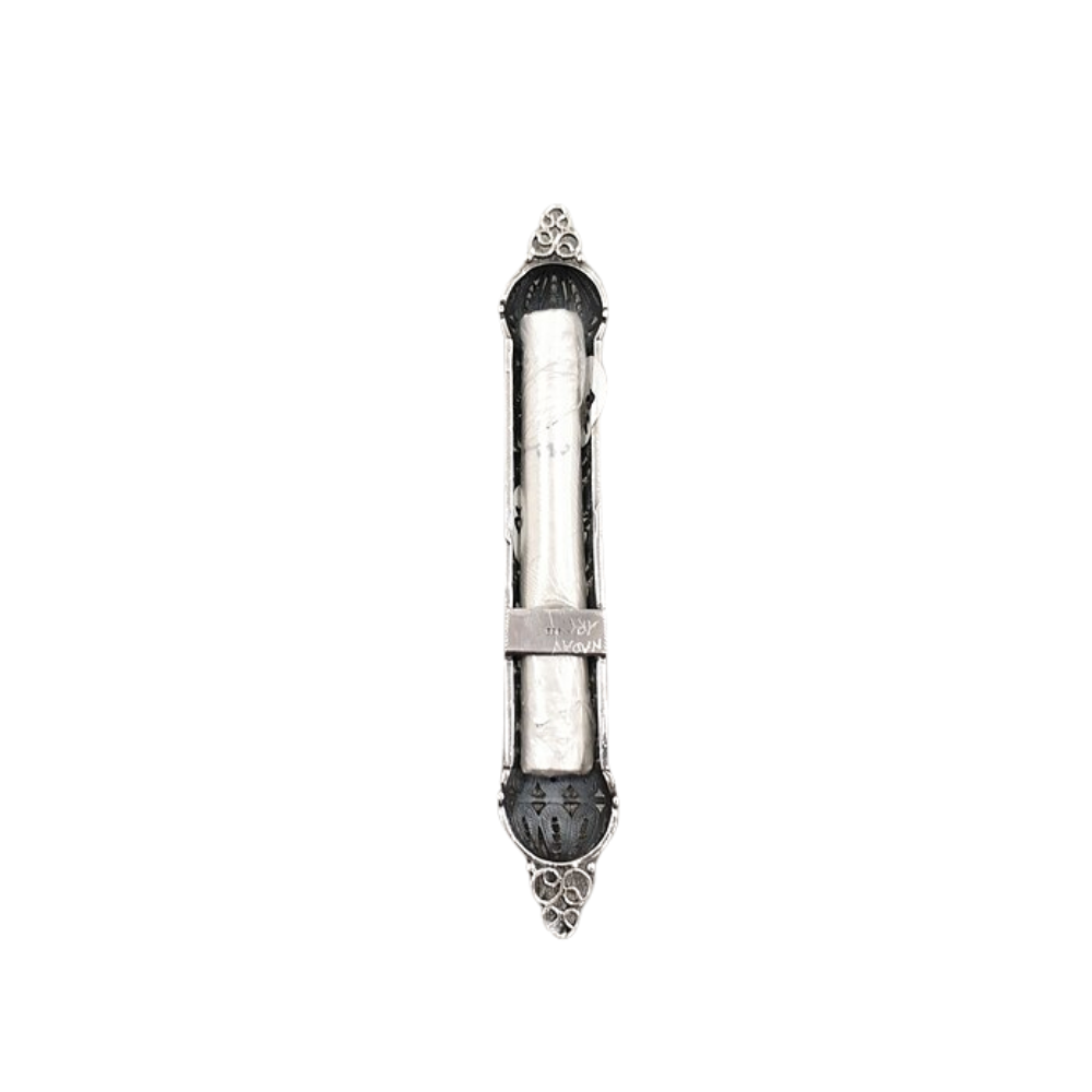 Filigree Silver Round Mezuzah Case