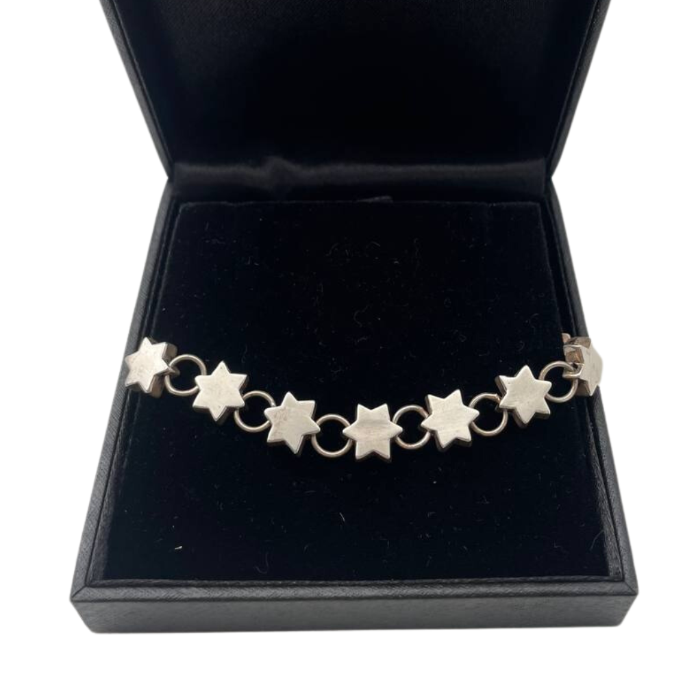 Silver Star of David Charm Bracelet